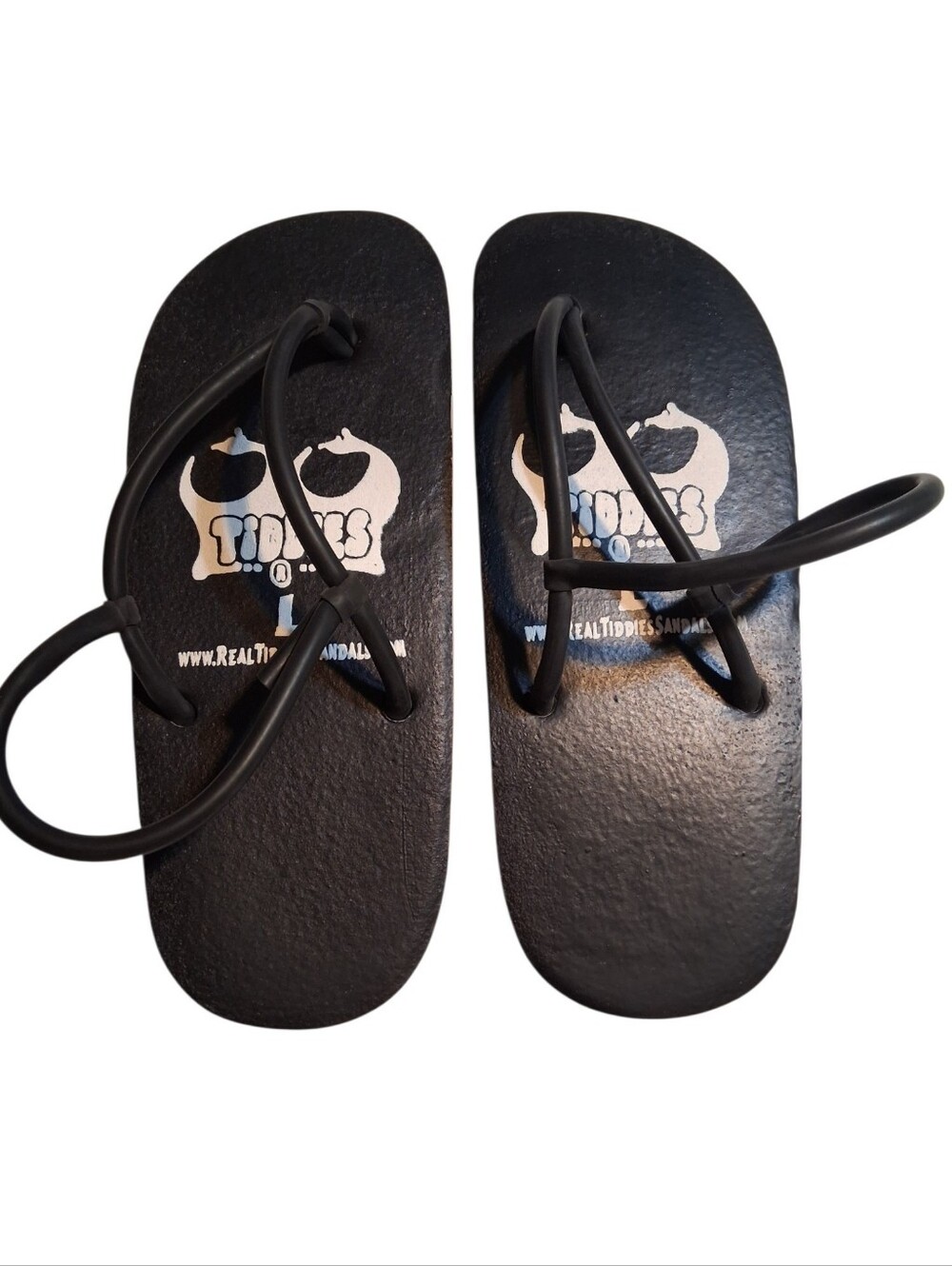 Tiddles Black Rubber Surgical Tubing Strap Sandals Recycled Tire Sole Beach